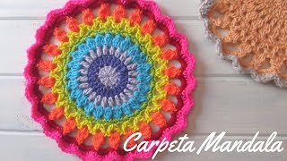 Tejé Carpeta Mandala MULTICOLOR a Crochet - Paso a Paso