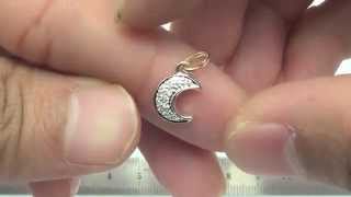 14K Gold 10mm Moon Charm (11Pcs Diamond,0.04Cts)-PAF29754