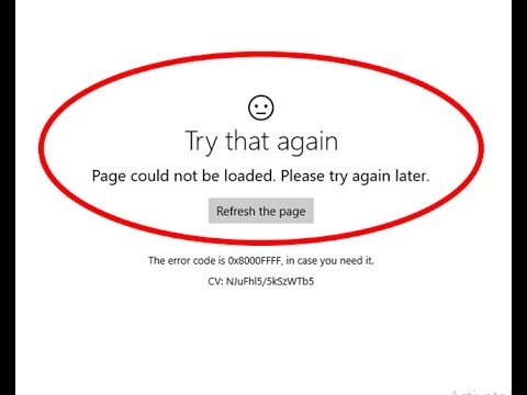 Fix Try that again-Page could not be loaded.Please try again later in windows store