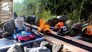 Rail King the Locomotive Train Hit Truck Loader at Railroad Crossing
