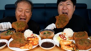 돈마호크를 직접 튀겨 만든 돈마호크 돈가스 먹방! (Pork Tomahawk Cutlet) 요리\u0026먹방!! - Mukbang eating show