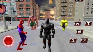 Black Panther Vs Incredible Yellow Hulk Vs Spider | Panther Superhero Crime City - Android GamePlay