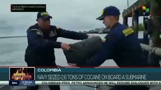 Colombian navy finds submarine with 2.6 tonnes of cocaine and two dead