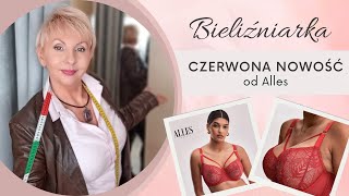 Czerwony biustonosz koronkowy z paseczkami na dekolcie od Alles Beverly