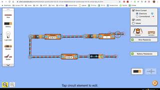 Series Circuit Setup, PhET