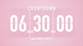 6 Hour 30 Minute Countdown Timer 🌸 Flip Clock with Simple Beeps 🔔