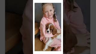 The cute baby girl and her dog | Baby dog grow with baby girl | #Shorts #sanjeevearth