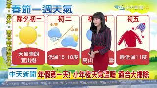 20200123中天新聞　【氣象】年假第一天！小年夜天氣溫暖　適合大掃除