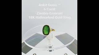 6 Carat Zambia Emerald studded 18K Hallmarked Gold Ring