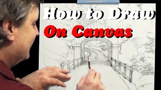 How to DRAW a Covered Bridge on Canvas before painting it | Full Tutorial | Ray Naso Art Studio