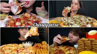 Asmr eating cheesey pizza 🤤🍕 (no talking)   big bite