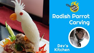 How to carve white radish parrot carving | parrot carving | vegetable carving Tutorial | Radish Art