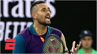 Nick Kyrgios smashes a racket & gets heated with the chair umpire | 2021 Australian Open Highlights