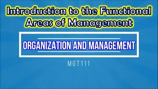 Chapter 11 - Introduction to the Functional Areas of Management (Organization and Management)