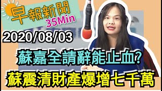 20200803【謝葉蓉│中廣35分鐘早報新聞】小心！哈格比颱風大雨先東北後南台灣│立委涉貪　趙正宇100萬交保│柯文哲尊李登輝　喊寧靜革命│微軟暫緩收購TikTok│吃中藥中毒？中醫：誤用硃砂