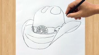 Cowboy Hat Drawing | How To Draw a Cowboy Hat Easy Step by Step