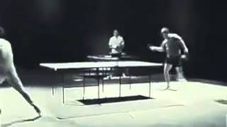 A rare video of Bruce Lee playing ping pong