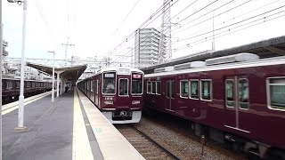 阪急 7300系 7322F  準急 大阪梅田行き 1300系 1312F 特急 京都河原町行き  正雀駅通過 20210930