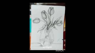 Tulip Drawing #art #pencil #shading #spring #tulip #tulips #flowers #flowervase #artEgro #drawing