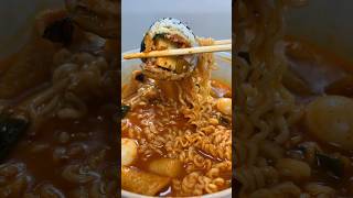 delivery food ramen bokki with kimbap #asmr #koreanfood