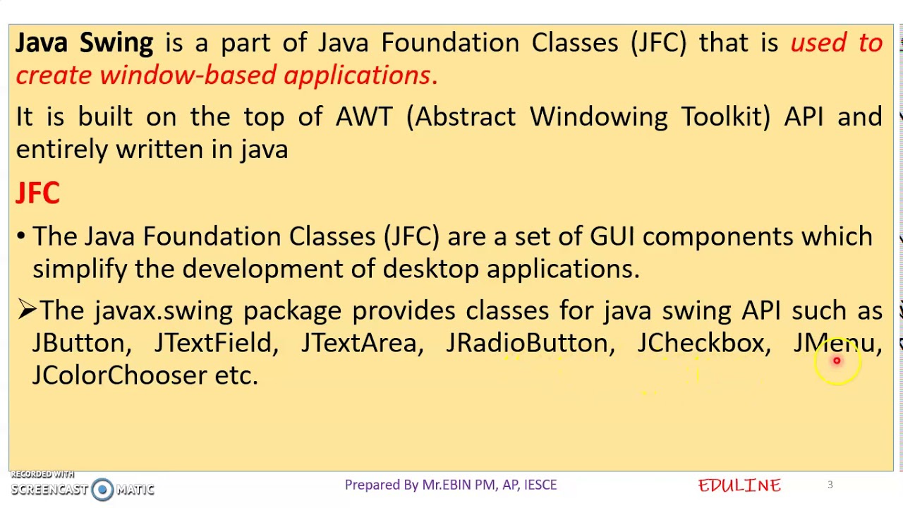 JAVA - MODULE 5 - TOPIC 1 - SWING FUNDAMENTALS & FEATURES - YouTube