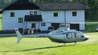 Agusta- Bell 206 JetRanger OM-XRB helicopter landing-takeoff / HeliDays Austria 2013 / HD