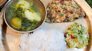 বাৰীৰ শাক পাচলিৰে ভাত সাঁজ 😋 | তৃপ্তিৰে এসাঁজ |Assamese thali preparation