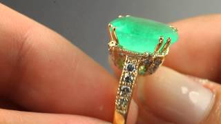 Elegantly Distinctive! Colombian Emerald \u0026 Diamond Engagement Ring 14k