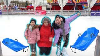 Ruby and Bonnie visit the Ice Rink with family