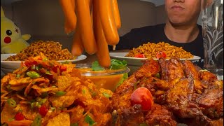 🌶️🔥Lay‘s Special चाट् ||Hot style chicken wings|| Buldak|| Sausage र अमिलो पिरो अचार #mukbang #food