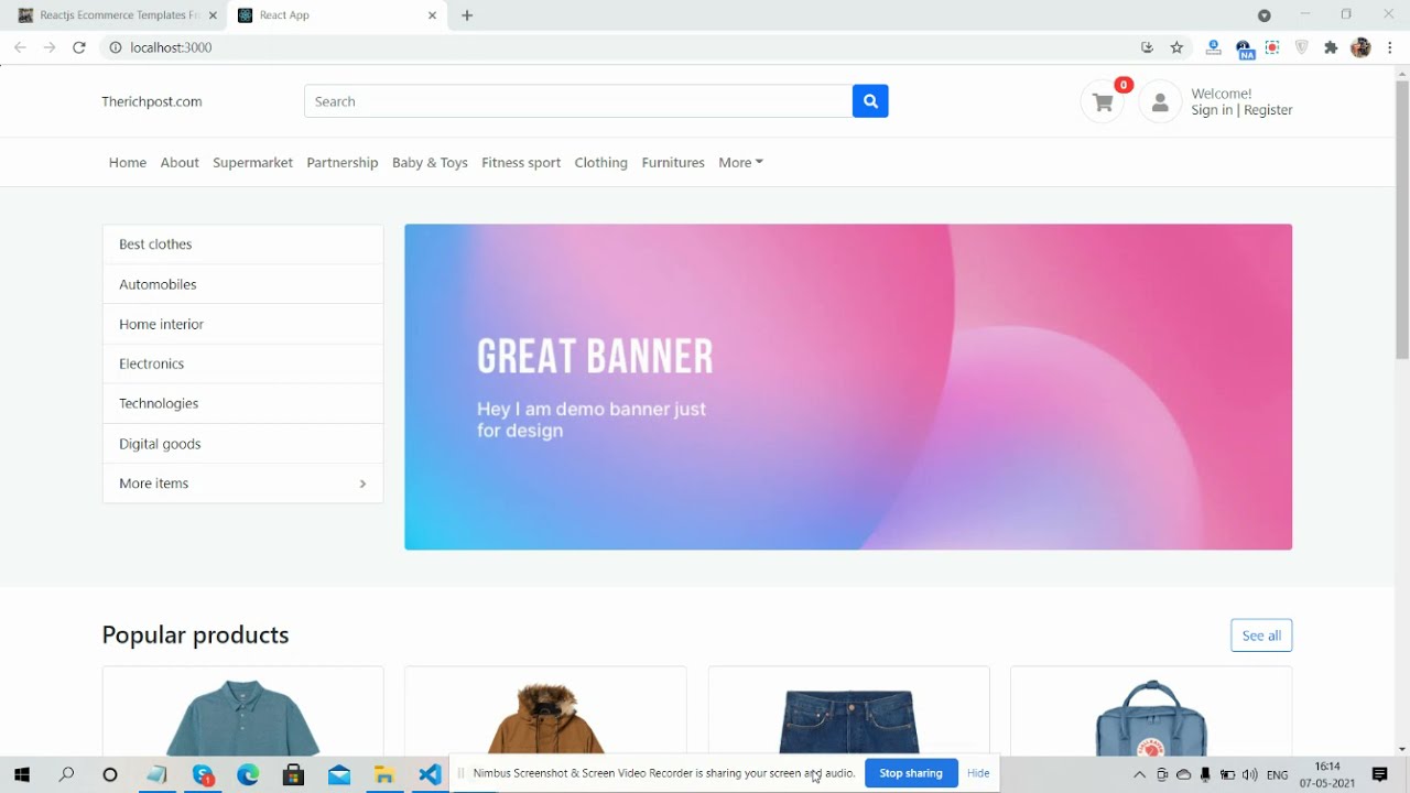 React 17 Bootstrap 5 Ecommerce Template Free Download - YouTube