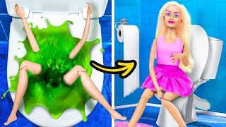 I found a Barbie in toilet 🤢🚽 Crazy girls and dolls beauty makeover to get a crush Miniature hacks