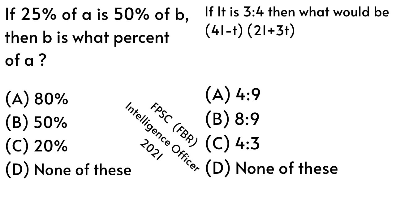 If 25% Of A Is 50% Of B, Then B Is What Percent Of A & If It Is 3:4 ...