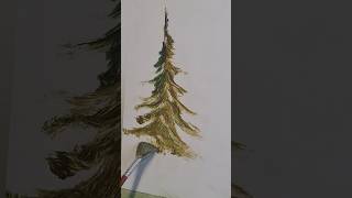 How to Paint an evergreen tree with fan brush #shorts #oilpainting #shortsart