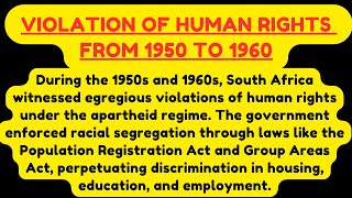 violation of human rights from 1950 to 1960 essay