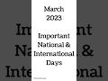 March 2023: Full List of important National and International Days | Special days in March 2023