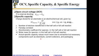 Electrochem Eng L05-05 OCV Specific capacity and Specific energy