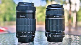 EF-S 55-250mm f/4-5.6 STM vs II (+ vs RF-S): МДФ, АФ, бленды, стаб, дыхание фокуса, парфокальность.