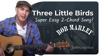 First Guitar Song? 3 Little Birds Super Easy Chords | Bob Marley