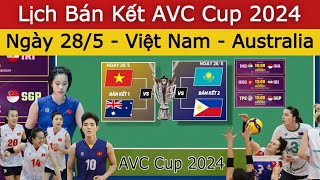 🛑 Lịch Thi Đấu Bán Kết Kết AVC Challenge Cup 2024 | Việt Nam - Australia | Philippines - Kazakhstan