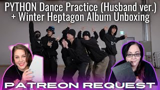 GOT7 'PYTHON' Dance Practice (Husband ver.) + WINTER HEPTAGON Album Unboxing | K-Cord Girls Reaction