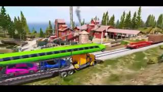 CAR CARRIER TRUCK with Spiderman in Cars Cartoon for Kids and Nursery Rhymes for Children.