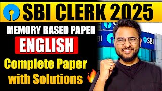 SBI Clerk Memory Based Paper 2025 | SBI Clerk English Memory based Paper🔥 SBI Clerk Exam Analysis