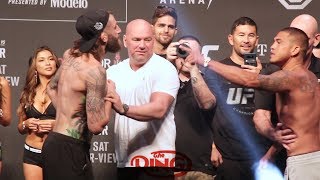 MICHAEL CHIESA AND ANTHONY PETTIS HAVE INTENSE STAREDOWN AT UFC 226 WEIGH INS