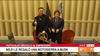 📢 JAVIER MILEI EN EE.UU.: MOTOSIERRA PARA ELON MUSK Y REUNIÓN CON EL FMI