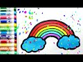 how to draw a rainbow and clouds easy with coloring