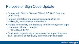 Sign Code Update - Purpose of Project