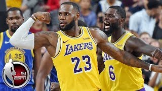 LeBron James posts double-double in Lakers vs Warriors | NBA Preseason Highlights