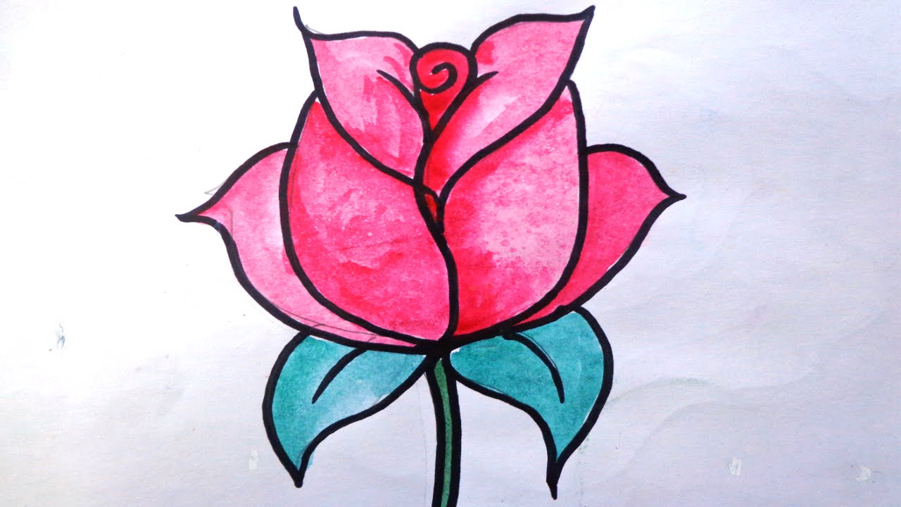 How To Draw A Rose For Kids | Draw Rose | How To Draw Rose | Flower ...