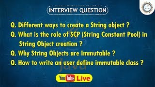 Session-28 || 9:30PM Live || String Class Question in Java || Java Interview Question by JTC
